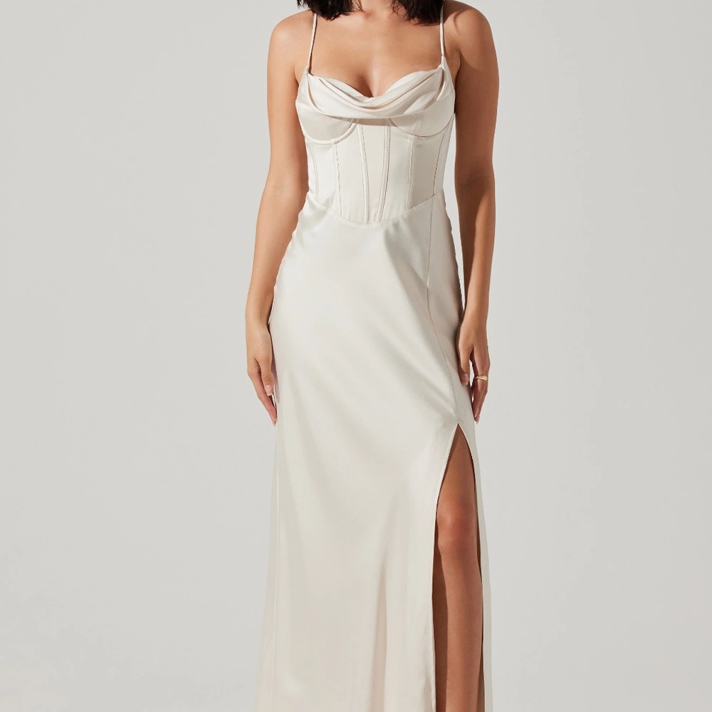 NWOT ASTR THE LABEL Cannes Satin Bustier Maxi Dress - Size XS